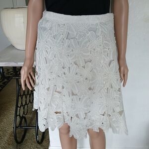 Windsor Floral Lace A-Line Skirt - White
